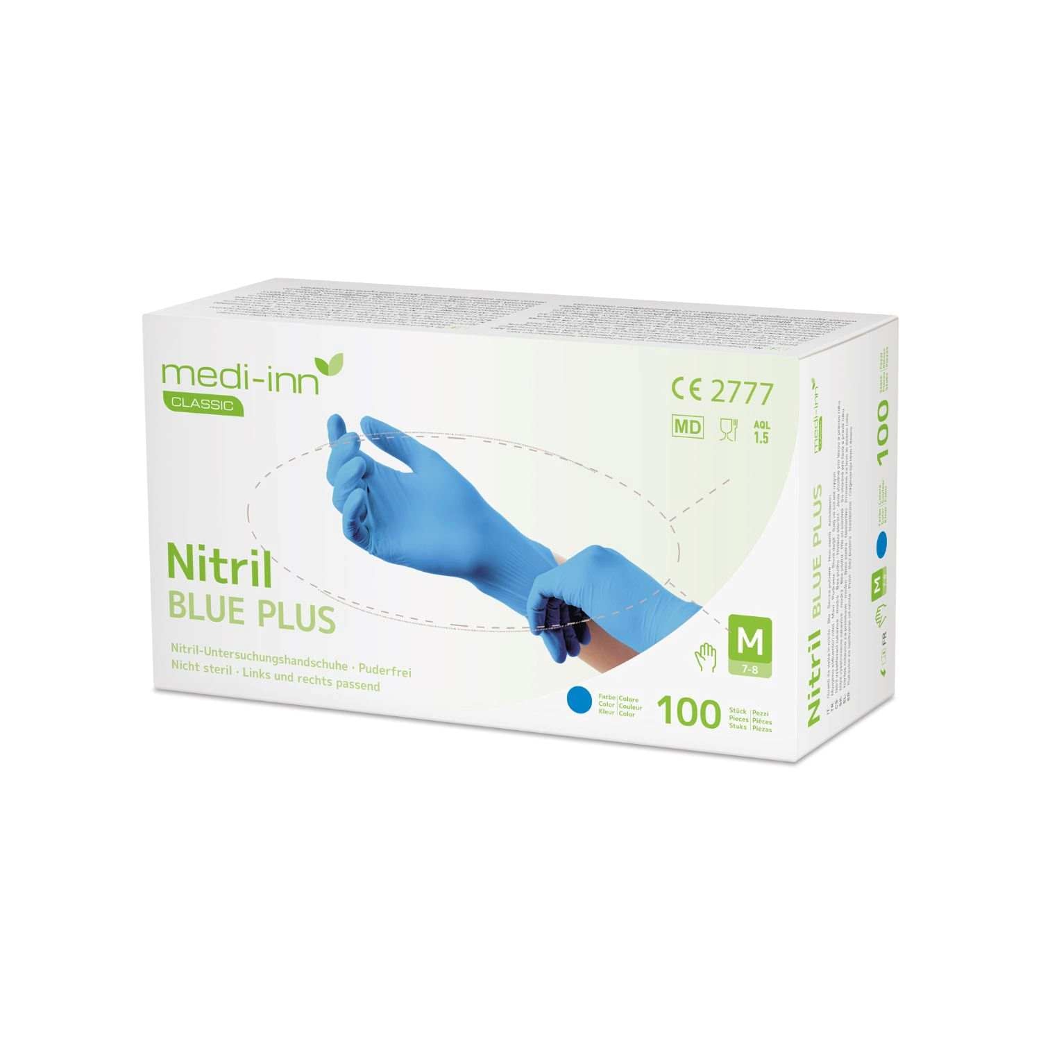 Medi-Inn Nitril Blue Plus, Einmalhandschuhe puderfrei, latexfrei - Gr. S-XL